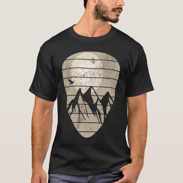 Camiseta Guitar Pick Mountain Cool Guitar Player Guitarist  (Frente)