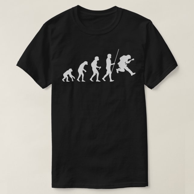 Camiseta Guitar Player Musician Jumping Guitarist Evolution (Frente do Design)