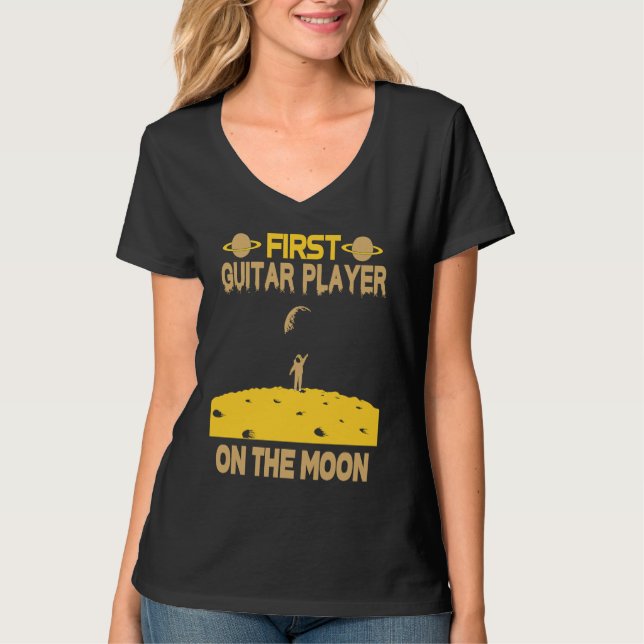 Camiseta Guitar Player On The Moon (Frente)