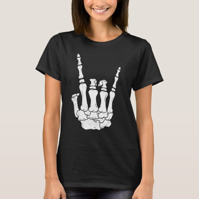 Camiseta Guitar player tee skeleton hand rocker music lover (Frente)