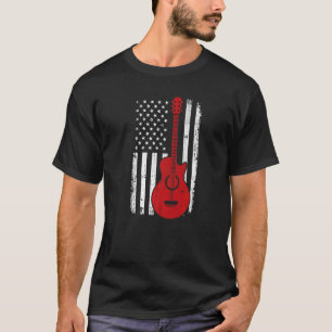 Camiseta Guitar Red White Flag Patriótico 4º Do Ju