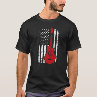Camiseta Guitar Red White Flag Patriótico 4º Do Ju