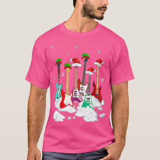 Camiseta Guitar Santa Hat Árvore de Natal Ama Música Engraç