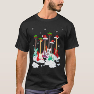 Camiseta Guitar Santa Hat Árvore de Natal Ama Música Engraç