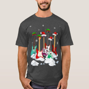 Camiseta Guitar Santa Hat Árvore de Natal Ama Música Engraç