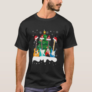 Camiseta Guitar Santa Hat Árvore de Natal Engraçado Violão
