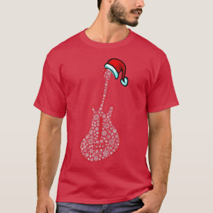 Camiseta Guitar Santa Hat Natal Neve Encantada Música