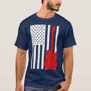 Camiseta Guitar Silhouette USA Flag Funny Retro Guitar Play