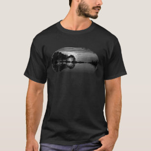 Camiseta Guitar Sunset Sky Trees City Lake Refletion Styli