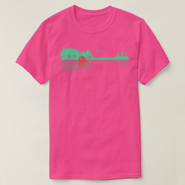 Camiseta Guitar Trees Water Reflection Art - Musicians & Mu (Frente do Design)