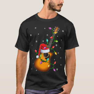 Camiseta Guitar Xmas Iluminação Correspondente ao Violão de