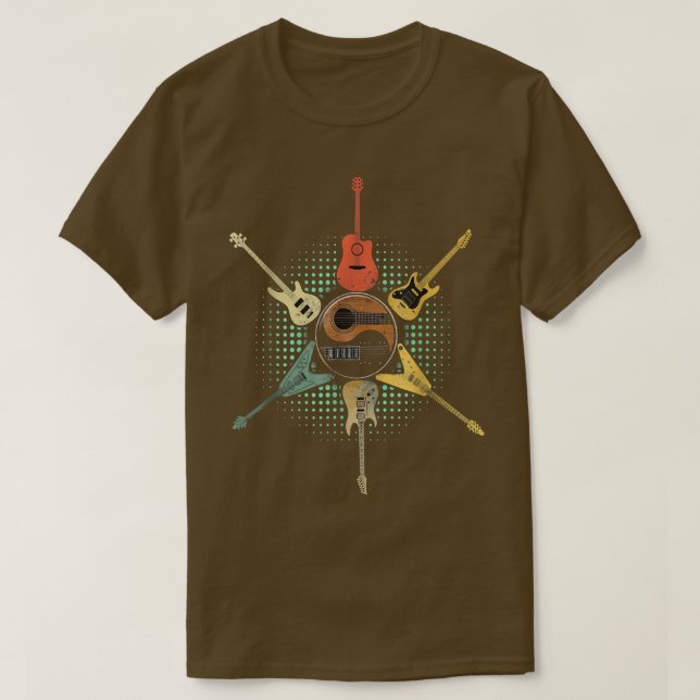 Camiseta GuitarGuitar Lover Estilo Retroativo Presente Para (Frente do Design)