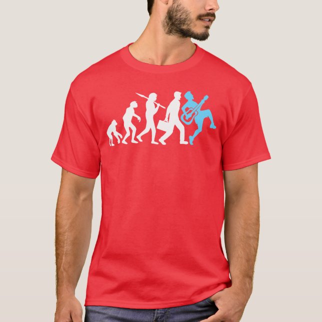 Camiseta Guitarist Evolution Guitar Playing Rock Music Man  (Frente)