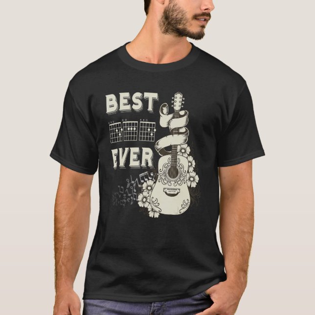 Camiseta Guitarist Father Best Dad Ever D A D Chord Guitar  (Frente)