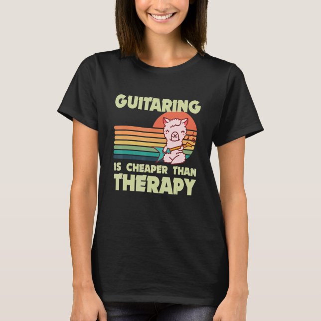 Camiseta Guitarist Llama Rock guitar Guitaring Musician Gui (Frente)