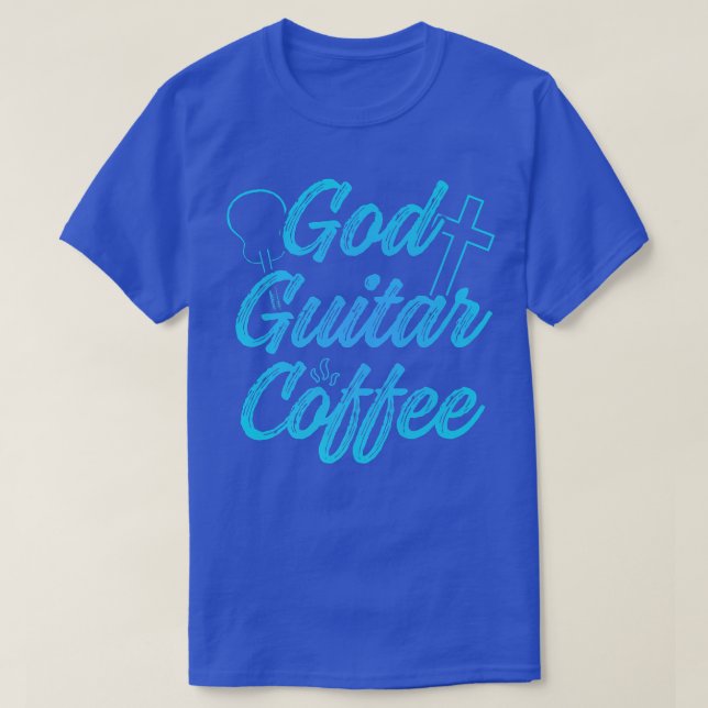 Camiseta Guitarista cristão Deus Café Igreja Culto Guit (Frente do Design)