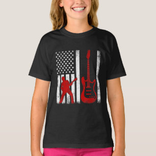 Camiseta Guitarista norte-americano Vintage Flag Guitar