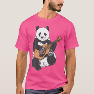 Camiseta Guitarista Pandabear Jogando Gui Acústico Clássico