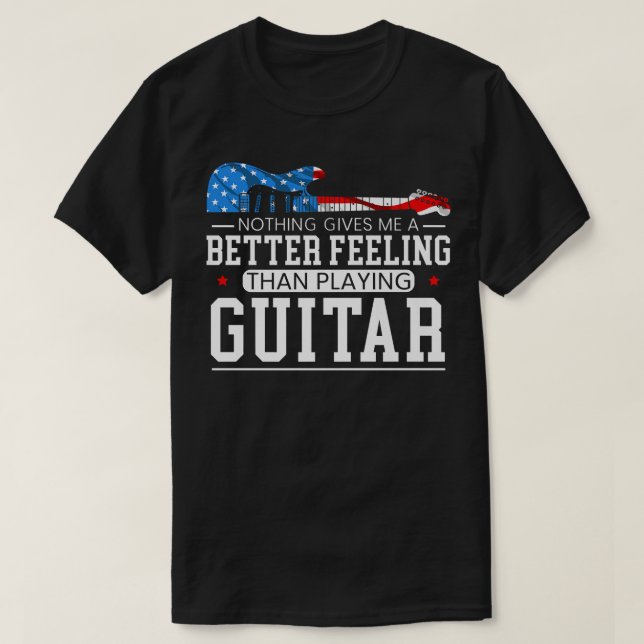 Camiseta Guitarista Patriótico da Bandeira Americana 7 (Frente do Design)
