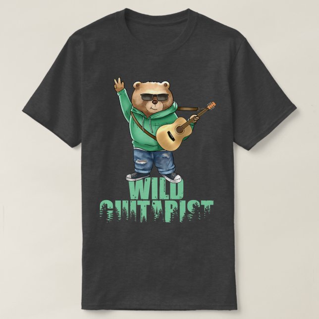 Camiseta Guitarista selvagemJogador de Violão Engraçado Pre (Frente do Design)
