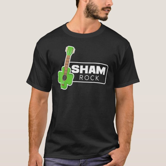 Camiseta Guitarista Sham Rock Funny Rua Patrick S Day Guita (Frente)