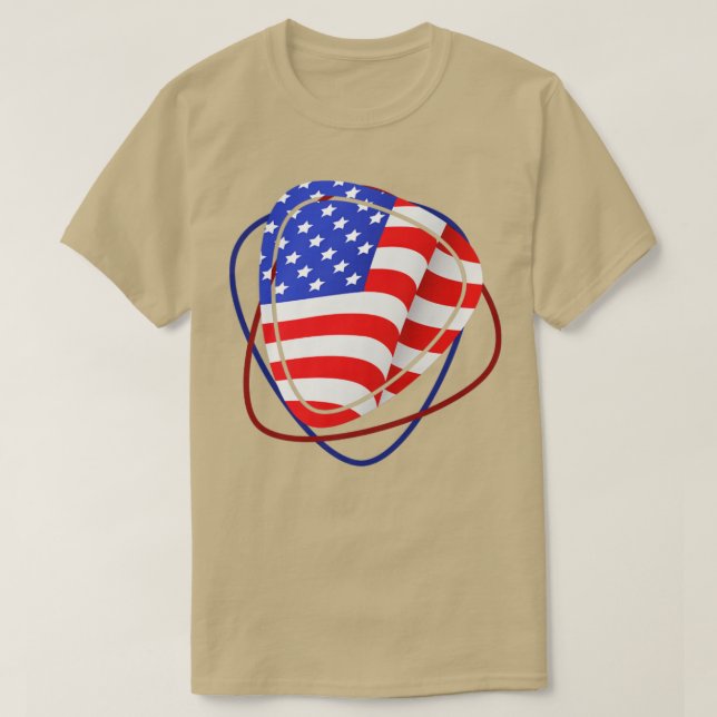 Camiseta Guitarista US Flag Pick Guitar (Frente do Design)