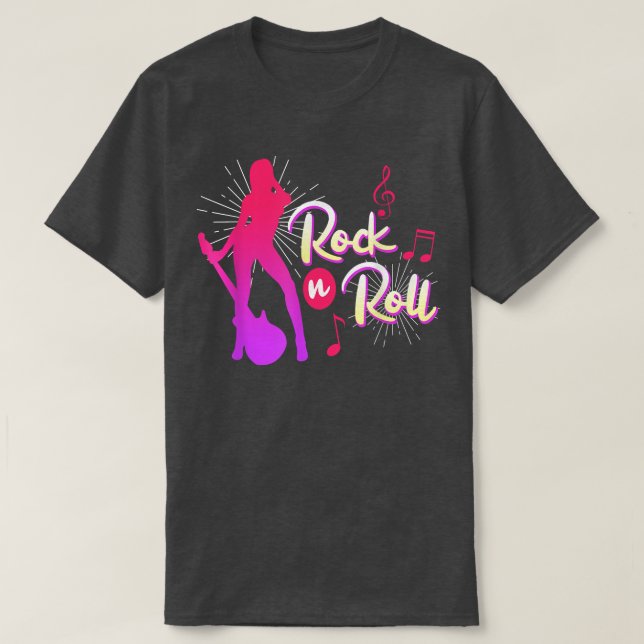 Camiseta Guitaristas guitarristas do rock dizendo Rock and  (Frente do Design)
