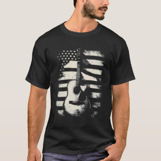 Camiseta Guitarra Acústica Bandeira Americana - Música coun