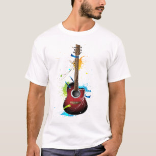 Camiseta Guitarra acústica com splatters da pintura