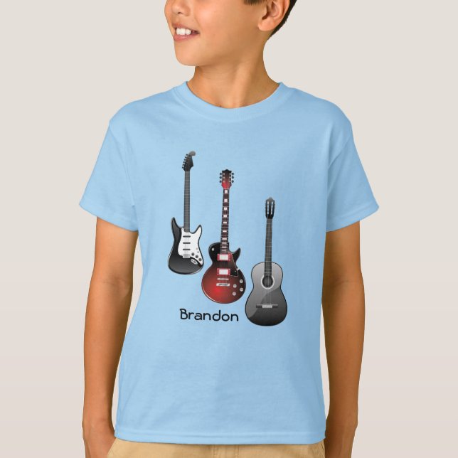 Camiseta Guitarra Acústica de Violão Elétrica Nome Personal (Frente)