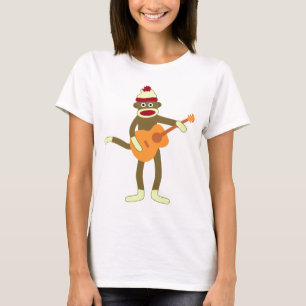 Camiseta Guitarra acústica do macaco da peúga