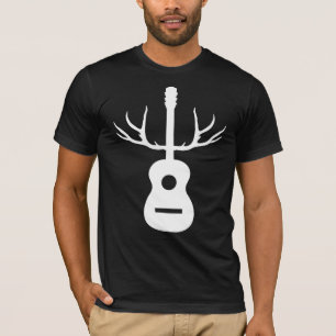 Camiseta Guitarra acústica dos Antlers brancos