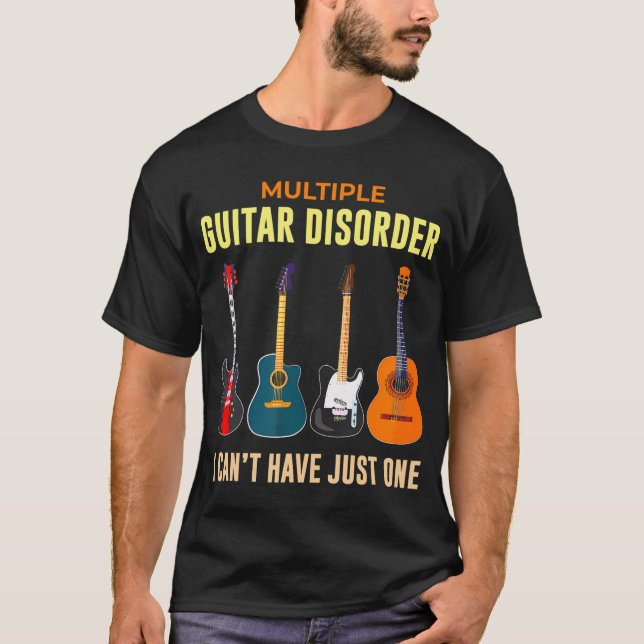 Camiseta Guitarra Acústica Elétrica de Garotos Guitarrista (Frente)