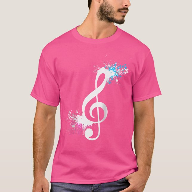 Camiseta Guitarra Acústica Guitarrista Notas Musicais G (Frente)