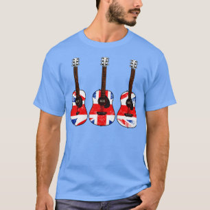 Camiseta Guitarra Acústica Reino Unido Bandeira Guitarrista