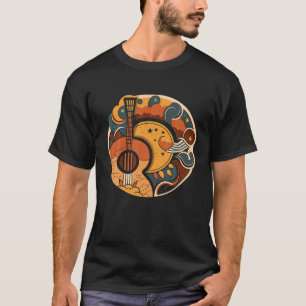 Camiseta Guitarra acústica Sun Moon Stars e Nature Guitar M