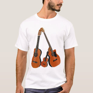 Camiseta Guitarra Acústica Ukulele e Baixo Acústico