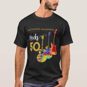 Camiseta Guitarra Aniversário 50 Rocks 50 Personalizado