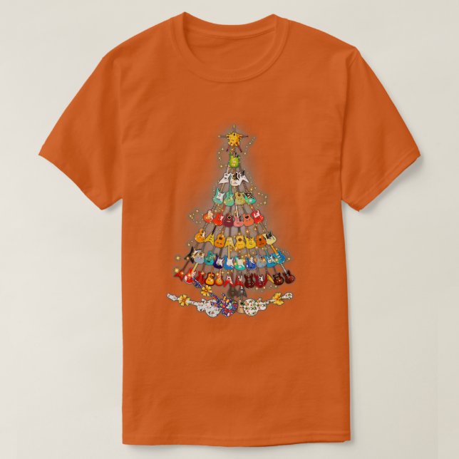 Camiseta Guitarra Árvore de Natal Oferece a cada Musici (Frente do Design)