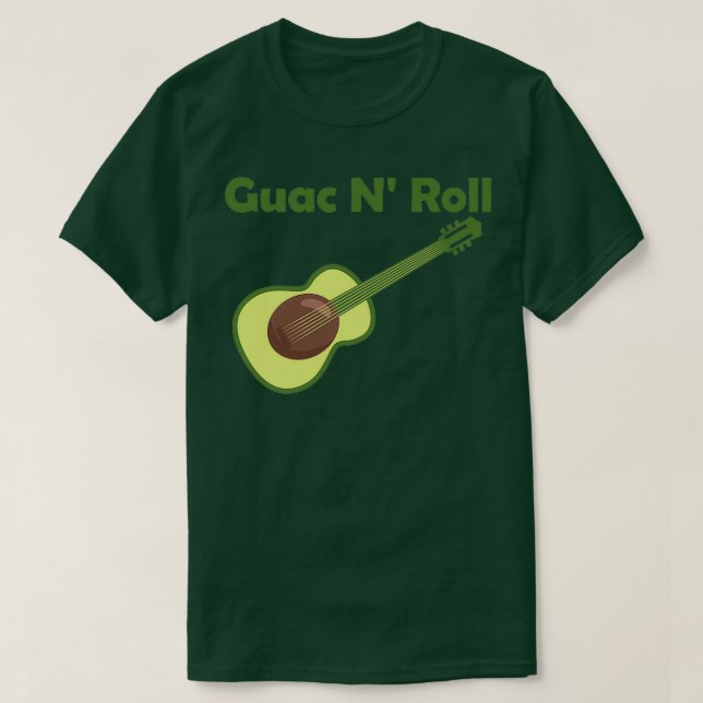 Camiseta Guitarra Avocado Rock N Roll Guitarras Engraçadas (Frente do Design)