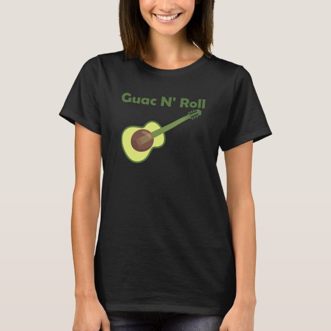 Camiseta Guitarra Avocado Rock N Roll Guitarras Engraçadas (Frente)