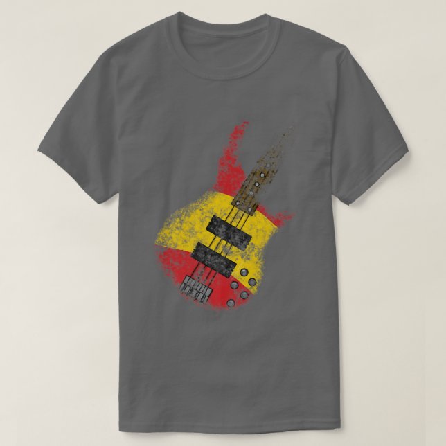 Camiseta Guitarra Bass, Espanha de Sinalizador Espanhol, Mú (Frente do Design)