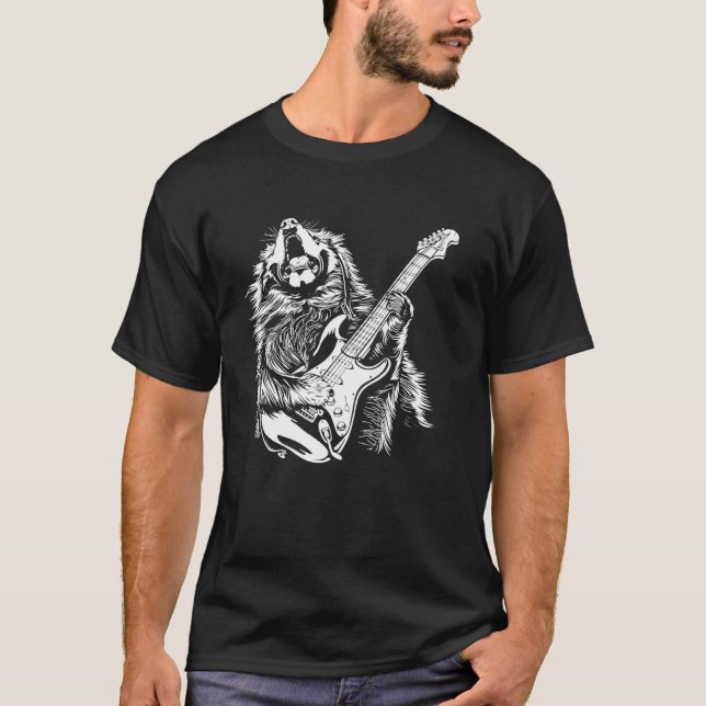 Camiseta Guitarra Canina - Pai Mastiff Tibetano Mãe (Frente)