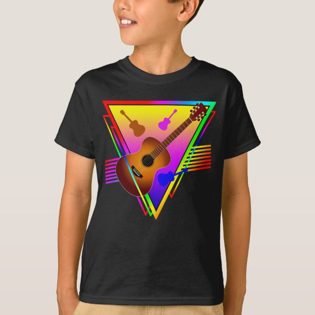 Camiseta Guitarra Colorida Retro (Frente)