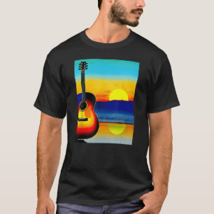 Camiseta Guitarra Com Design Artístico Sunset Para Guitaris