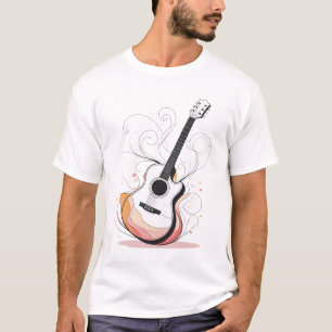 Camiseta Guitarra com Linhas de Contorno Limpo, Cor Sutil