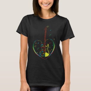 Camiseta Guitarra com Símbolos Musicais e Anotações Musicai