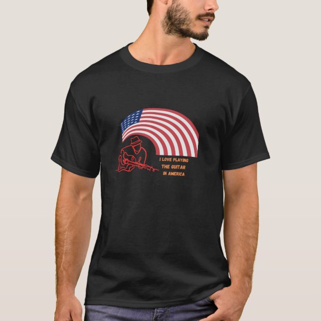 Camiseta guitarra de bandeira americana (Frente)