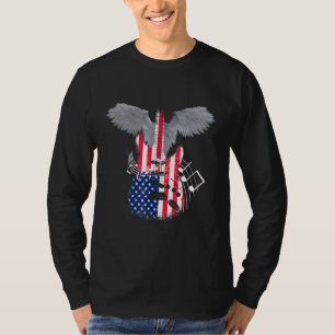 Camiseta guitarra de bandeira americana em forma de guitarr