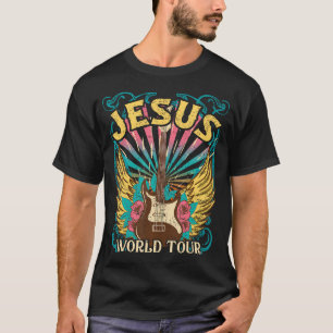 Camiseta Guitarra de Concerto de Rock Jesus World Tour Retr